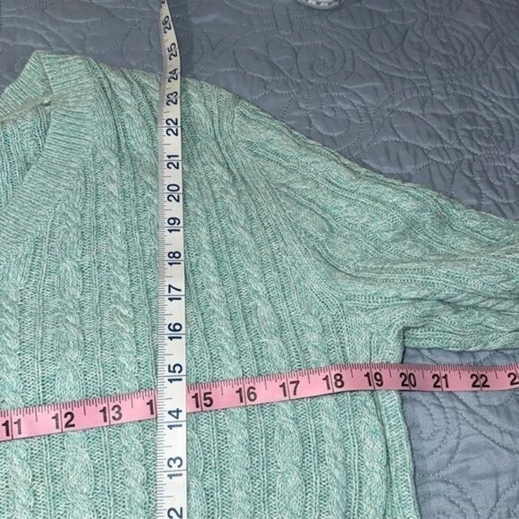 Croft & Barrow Womens Cable Knit V-Neck Sweater Mint Green Size L - Picture 5 of 7